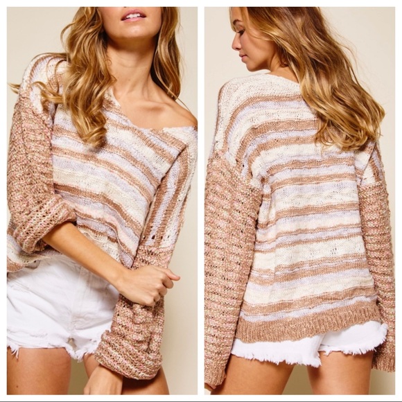 Multi Color V neck Thread mix Sweater - Picture 4 of 7